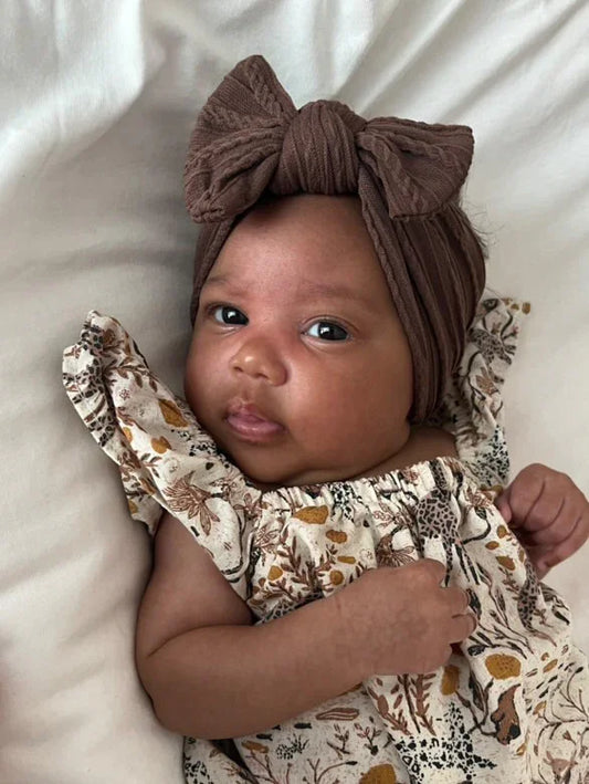 Walnut Smaller bow Cable Knit Headband
