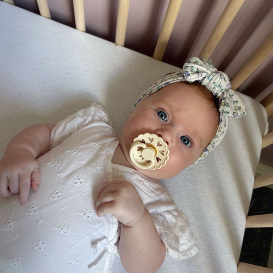 Tulip Flowers Pattern Smaller Bow Cable Knit Headband
