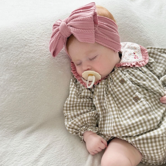 Darker Dusty Pink Larger Bow Cable Knit Headband