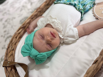 Aqua Green Cable Knit Smaller Bow Headband