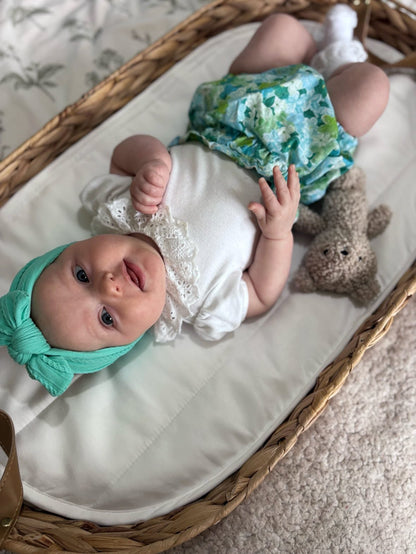 Aqua Green Cable Knit Smaller Bow Headband