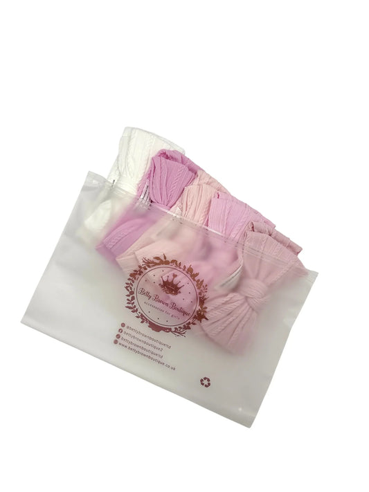 The Pink Newborn Bundle of Larger Bow Cable Knit Headbands (Suitable From Neworn)