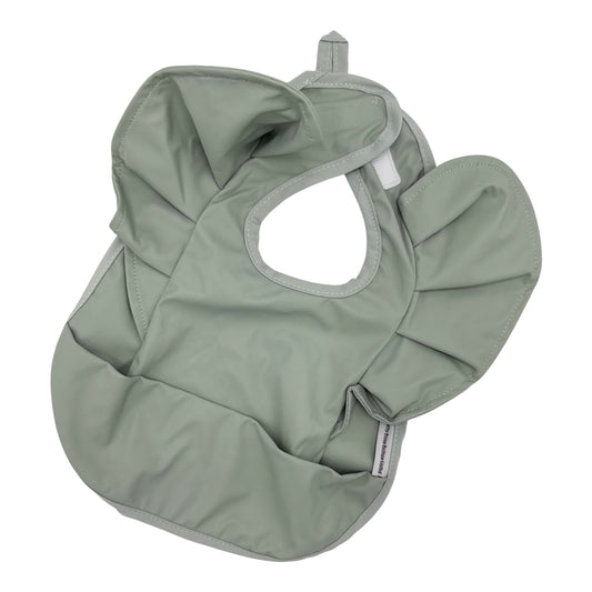 Olive Green Frill Detailed Waterproof Weaning Bib