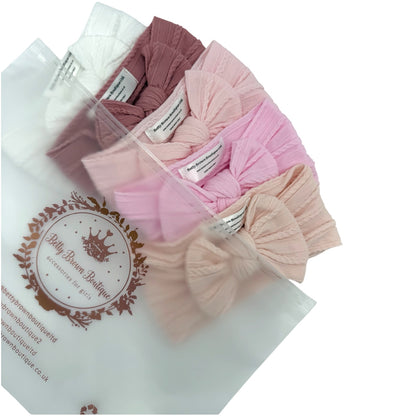 Pink Starter Bundle Smaller Bow Cable Knit Headbands Suitable from Newborn