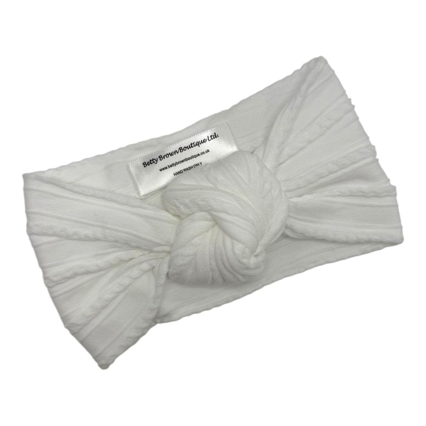 White Cable Knit Knot Headband