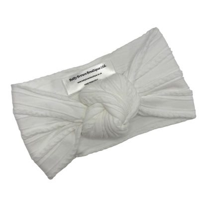 White Cable Knit Knot Headband