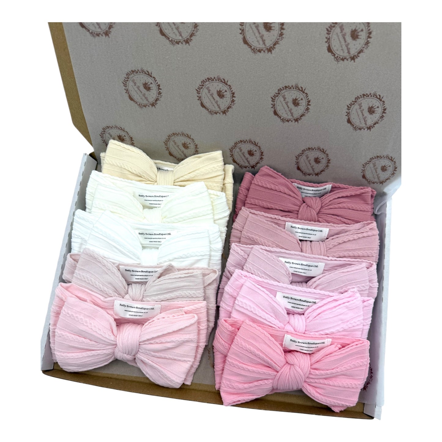 Bumper Starter Bundle of 10 Larger Bow Cable Knit Headbands Suitable From Newborn