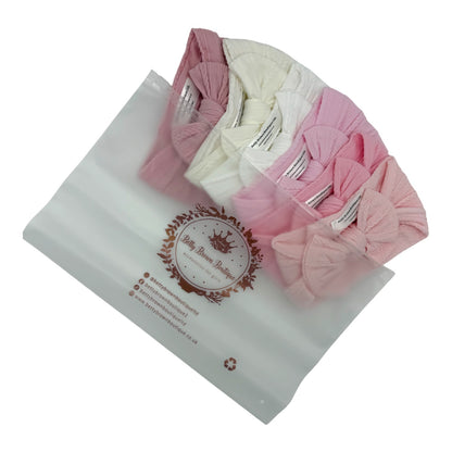 Pink Starter Bundle of 6 Smaller Bow Cable Knit Headbands Suitable from Newborn