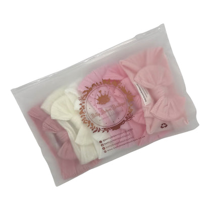 Pink Starter Bundle of 6 Smaller Bow Cable Knit Headbands Suitable from Newborn