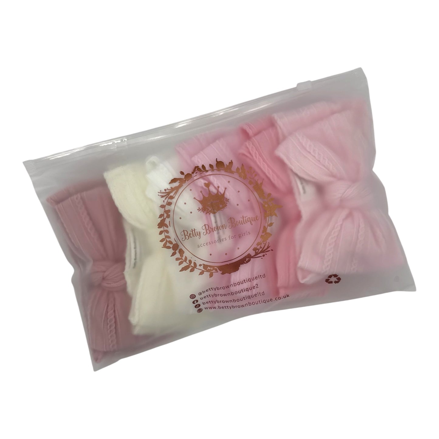 The Pink Newborn Bundle of Larger 6 Bow Cable Knit Headbands Suitable From Newborn