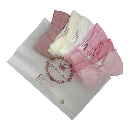 The Pink Newborn Bundle of Larger 6 Bow Cable Knit Headbands Suitable From Newborn