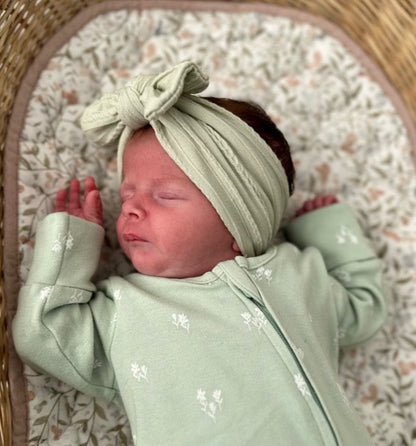 Sage Green Smaller Bow Cable Knit Headband