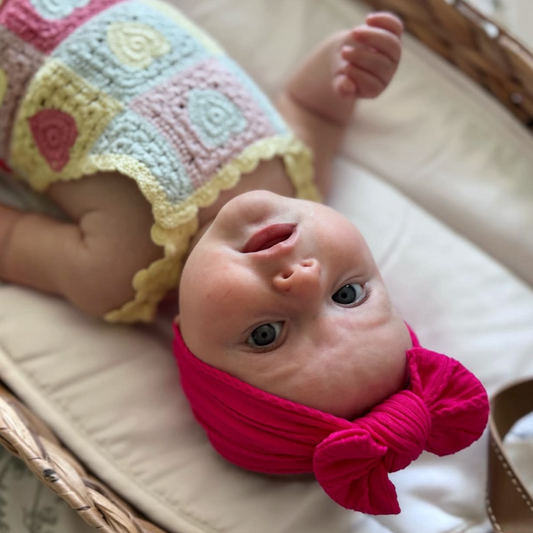 Hot Pink Smaller Bow Cable Knit Headband