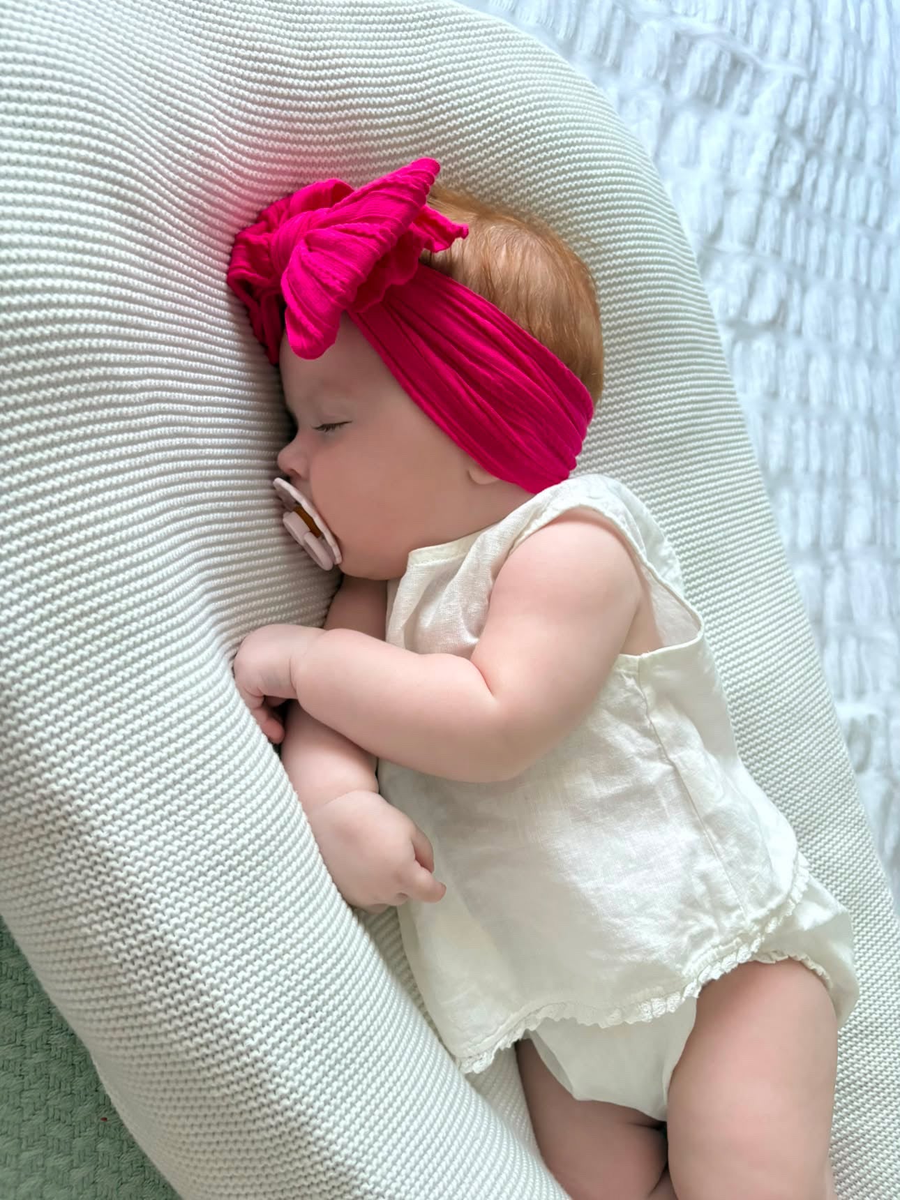 Hot Pink Larger Bow Cable Knit Headband