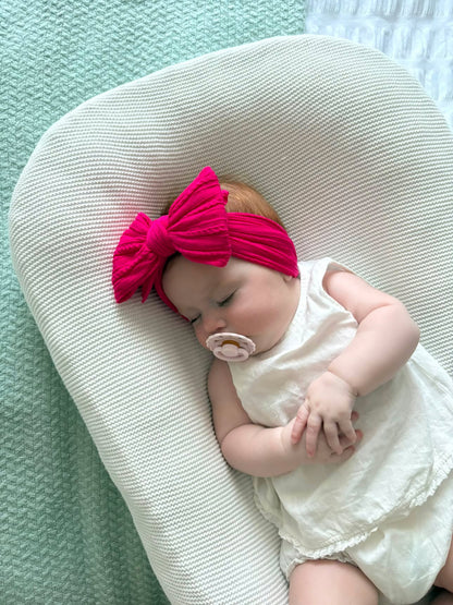 Hot Pink Larger Bow Cable Knit Headband
