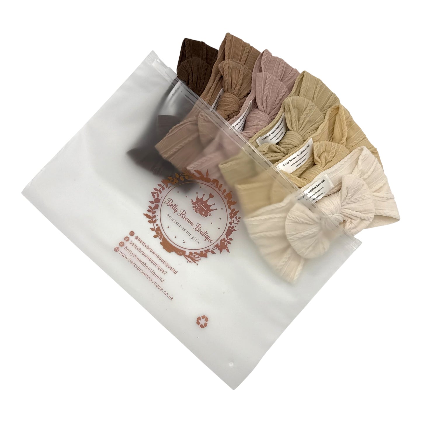 Neutral Newborn Bundle of 6 Smaller Bow Cable Knit Headbands Suitable from Newborn