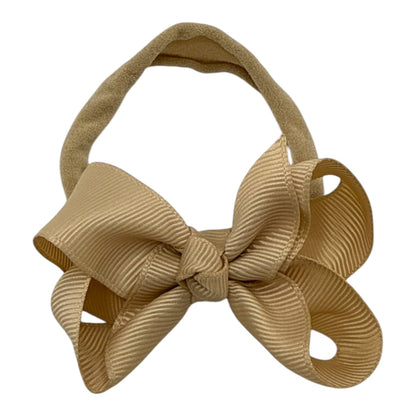 Beige 2.5 inch Ribbon Dainty Bow On Headband