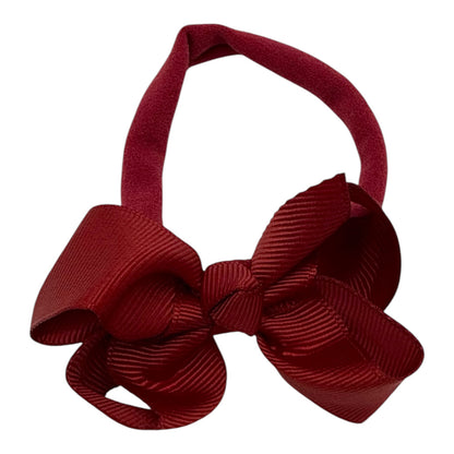 Burgundy 2.5 inch Ribbon Dainty Bow On Headband