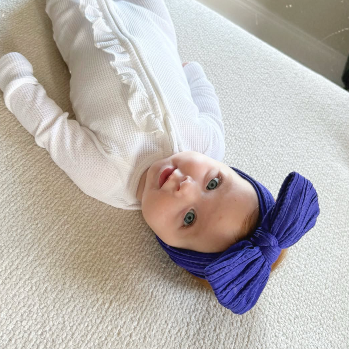 Royal Blue Larger Bow Cable Knit Headband