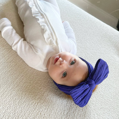 Royal Blue Larger Bow Cable Knit Headband