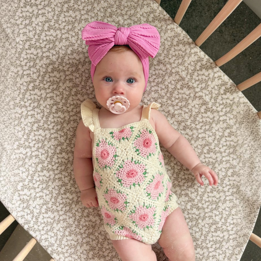 Cerise Pink Larger Bow Cable Knit Headband
