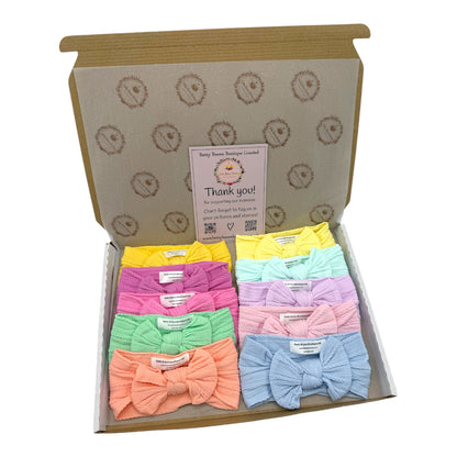 Step Into Summer Bundle of 10 Smaller Bow Cable Knit Headbands - Suitable from Newborn