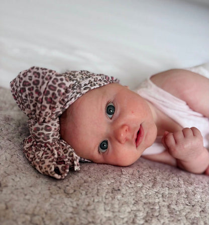 Autumn Leopard Pattern Larger Bow Cable Knit Headband