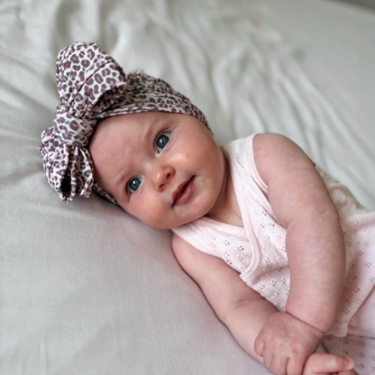 Autumn Leopard Pattern Larger Bow Cable Knit Headband