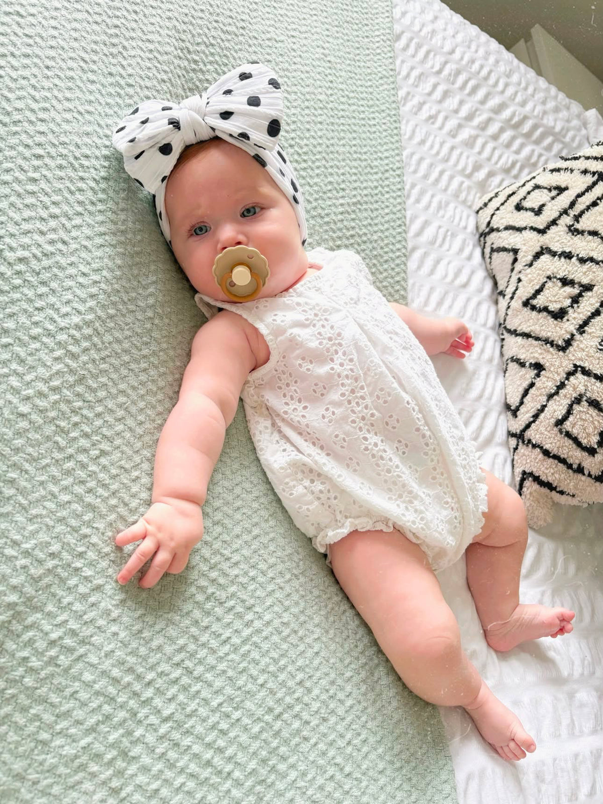 Black Polkadot Larger Bow Cable Knit Headband