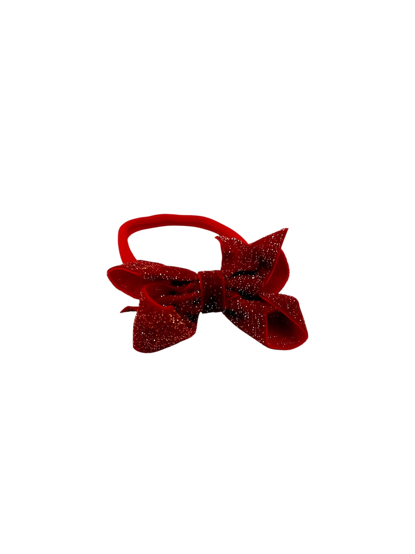 Christmas Red Velvet Sparkle 3 Inch Dainty Bow On Headband