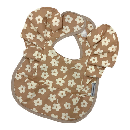 Chocolate Daisy Pattern Frill Detailed Waterproof Weaning Bib