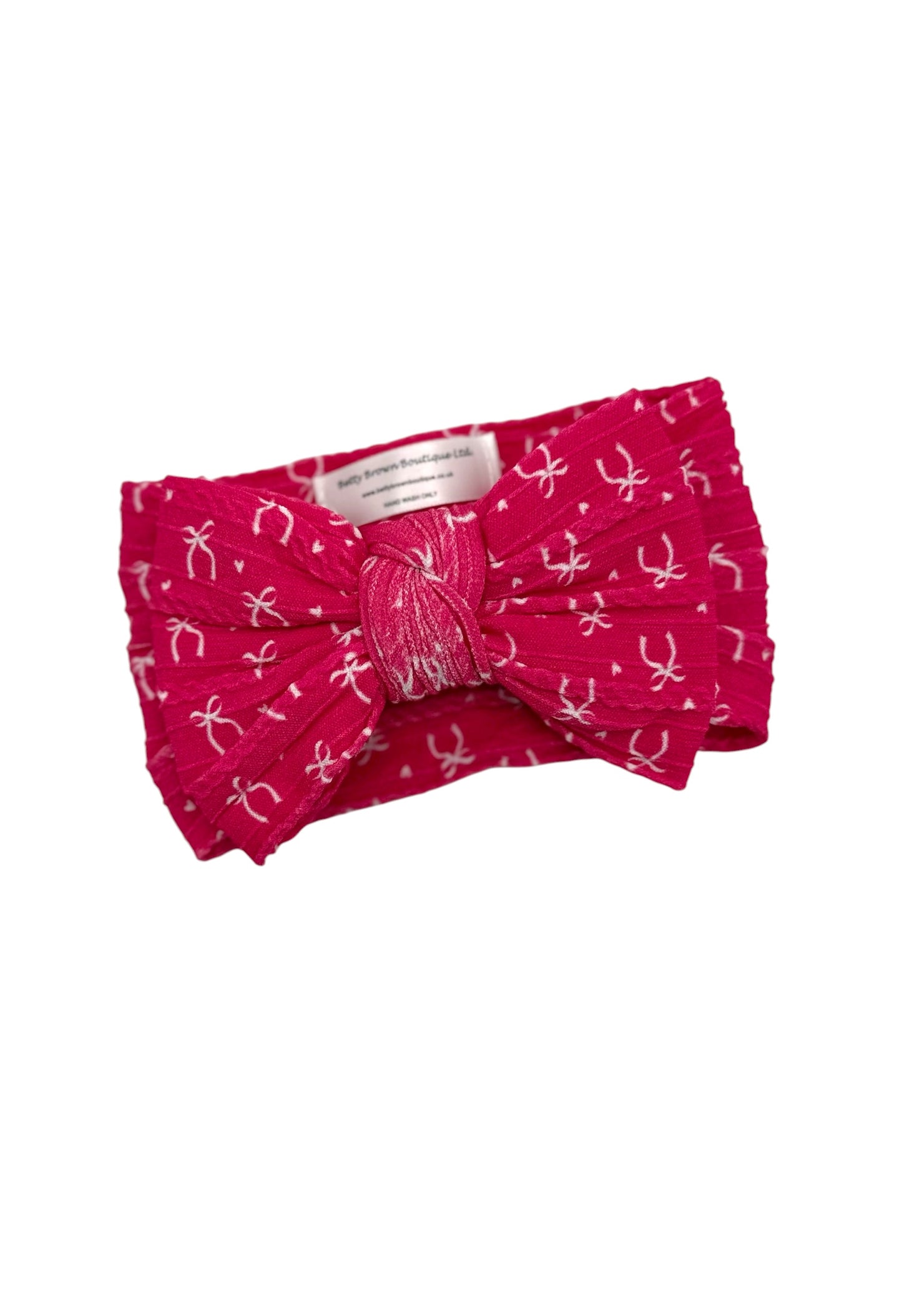 Cranberry Red Bow Pattern Larger Bow Cable Knit Headband - Christmas 2025