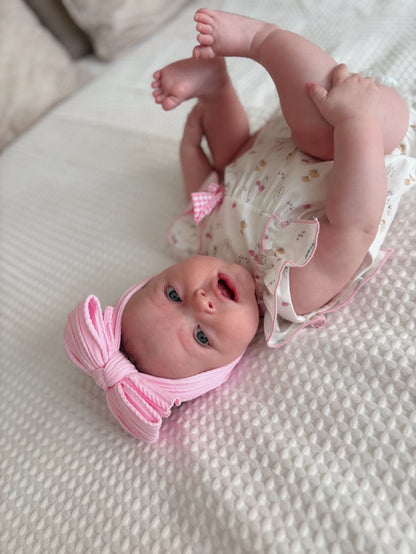 Candyfloss Pink Larger Bow Cable Knit Headband