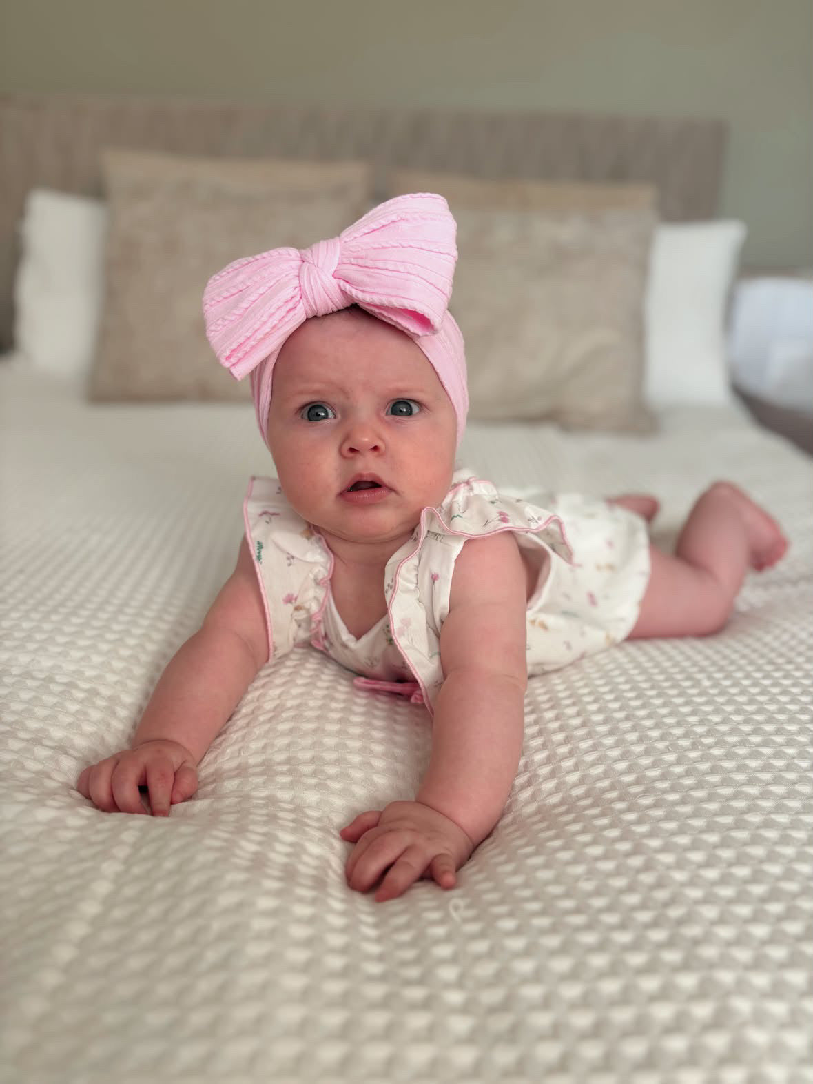 Candyfloss Pink Larger Bow Cable Knit Headband