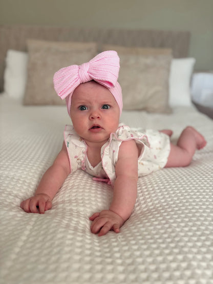 Candyfloss Pink Larger Bow Cable Knit Headband