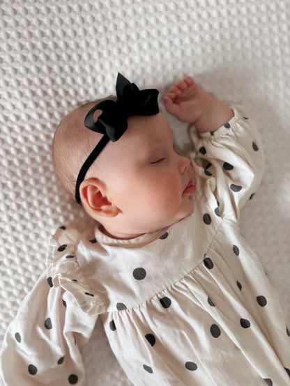 Black 2.5 inch Ribbon Dainty Bow On Headband
