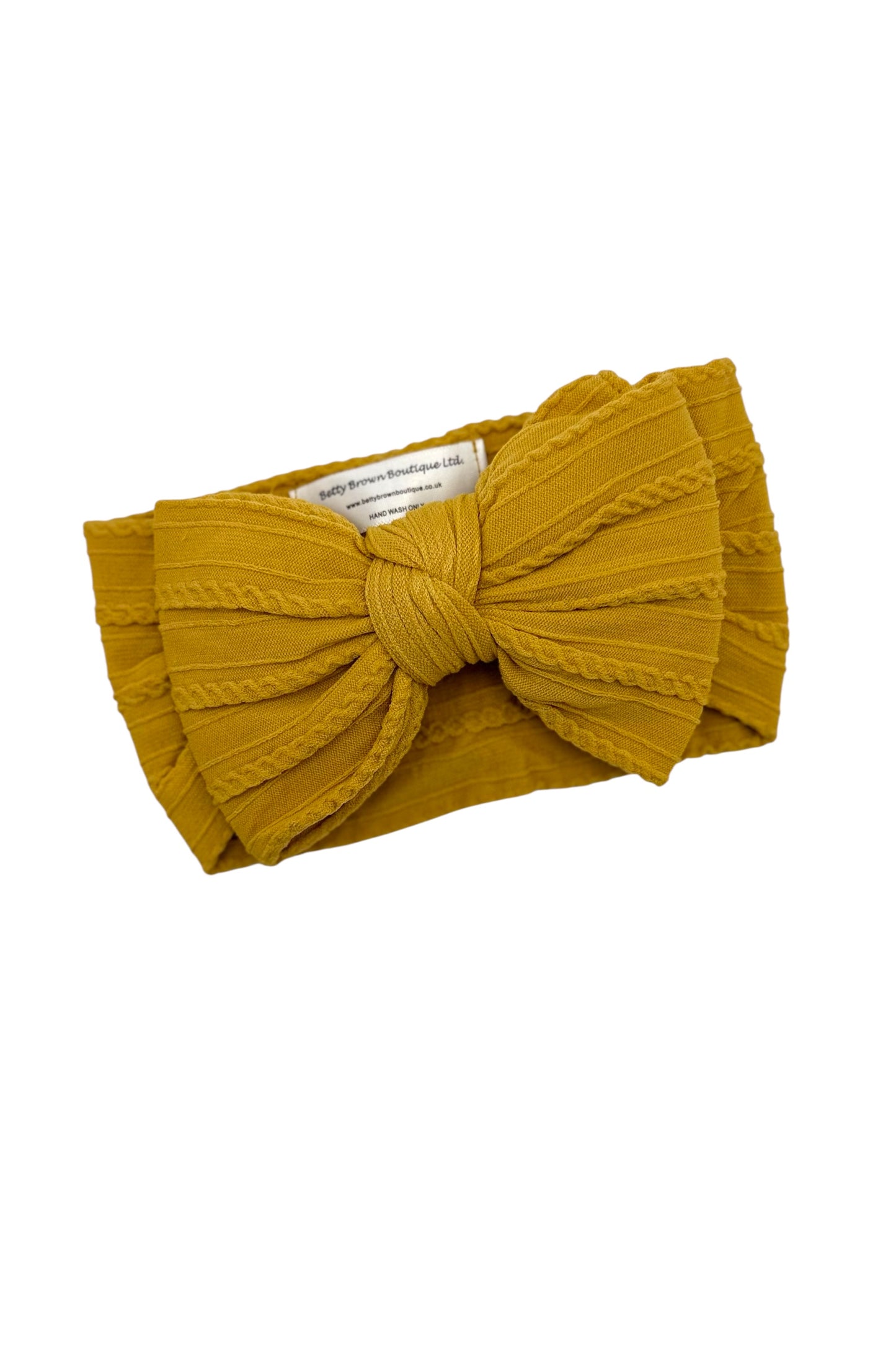 Dandelion Yellow Cable Knit Larger Bow Headband