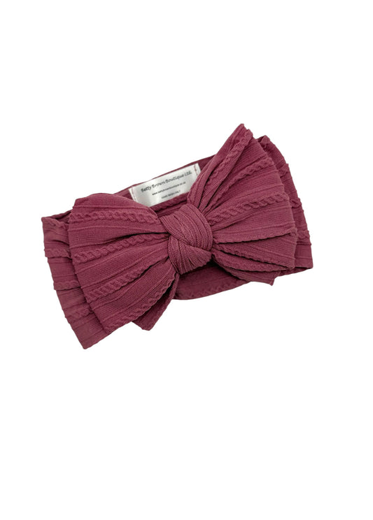Dark Berry Larger Bow Cable Knit Headband
