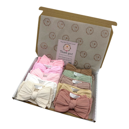 One For Every Outfit Bundle of 10 Larger Bow Cable Knit Headbands - Suitable From Newborn