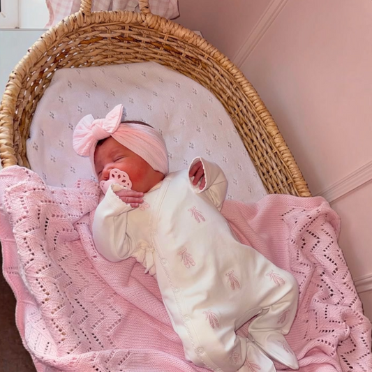 Marshmallow Pink Smaller Bow Cable Knit Headband
