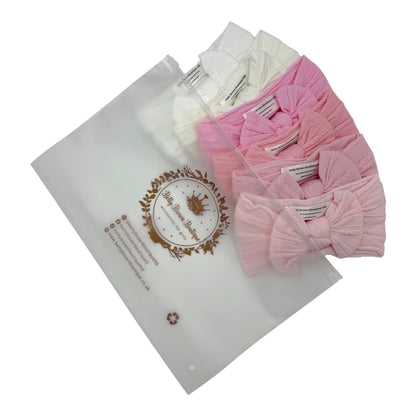 Pink Starter Bundle of 6 Smaller Bow Cable Knit Headbands Suitable from Newborn