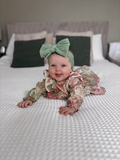 Fern Green Cable Knit Larger Bow Headband