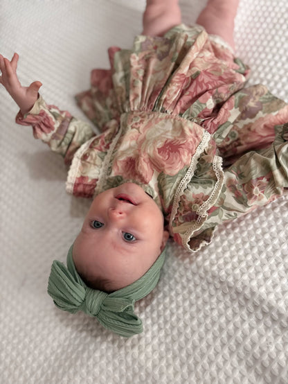 Fern Green Cable Knit Larger Bow Headband