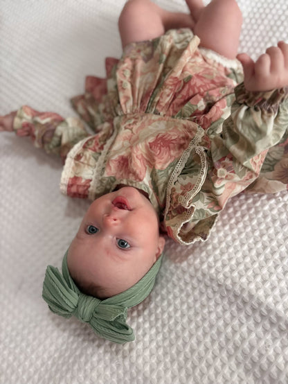 Fern Green Cable Knit Larger Bow Headband