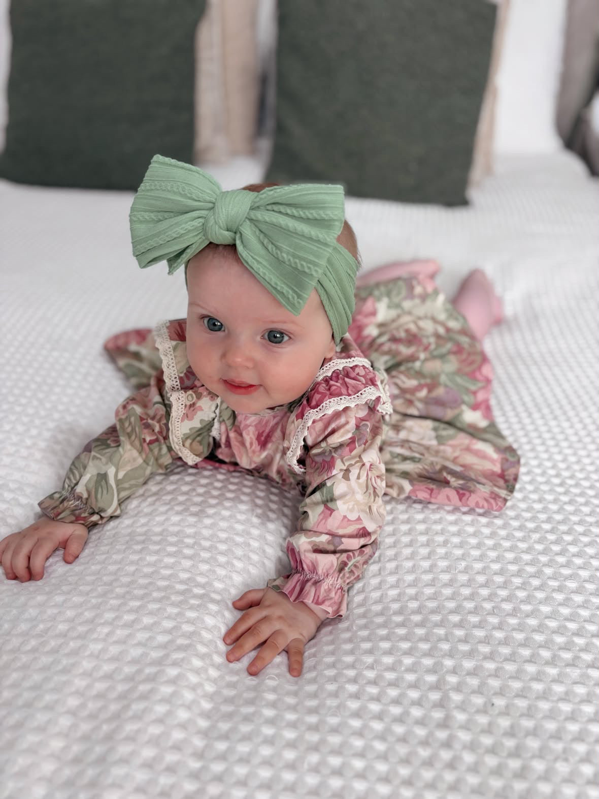 Fern Green Cable Knit Larger Bow Headband
