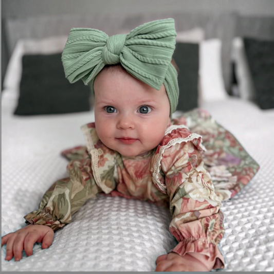 Fern Green Cable Knit Larger Bow Headband
