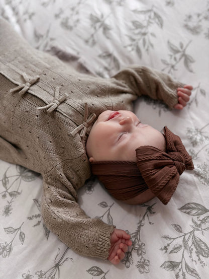 Walnut Larger Bow Cable Knit Headband