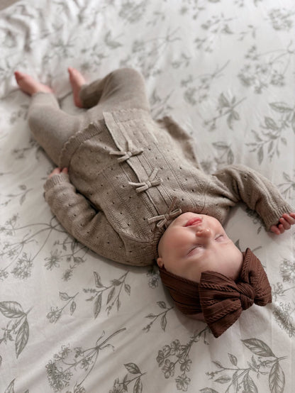 Walnut Larger Bow Cable Knit Headband