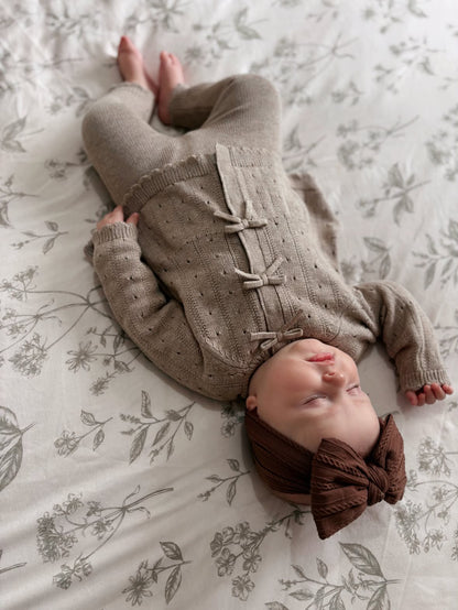 Walnut Larger Bow Cable Knit Headband