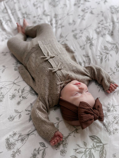 Walnut Larger Bow Cable Knit Headband